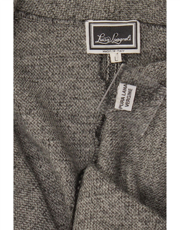 Luisa Spagnoli Chaqueta Blazer de 2 Botones para Mujer UK 44 Grande Gris Lana Virgen