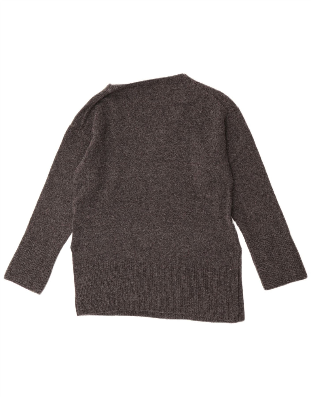 Massimo Dutti Jersey Mujer con Cuello en V UK 10 Small Gris Lana