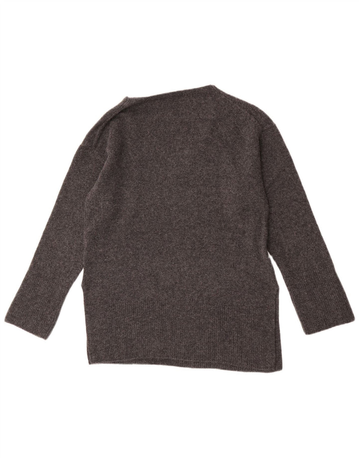 Massimo Dutti Jersey Mujer con Cuello en V UK 10 Small Gris Lana