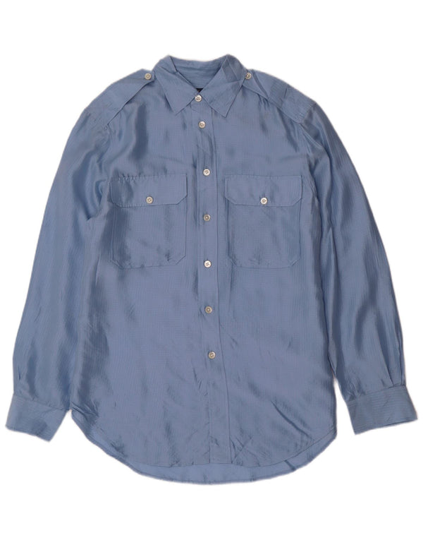 Camisa militar Polo Ralph Lauren para hombre de seda a cuadros azules pequeños