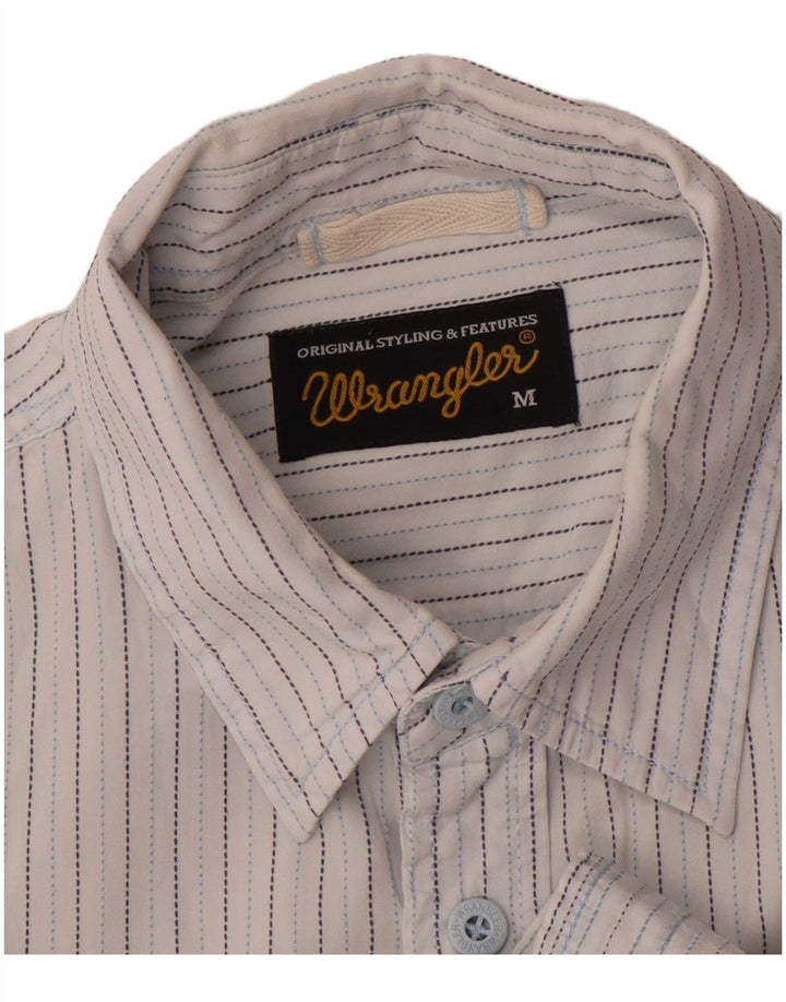 WRANGLER Camisa de manga corta para hombre, mediana, blanca, a rayas