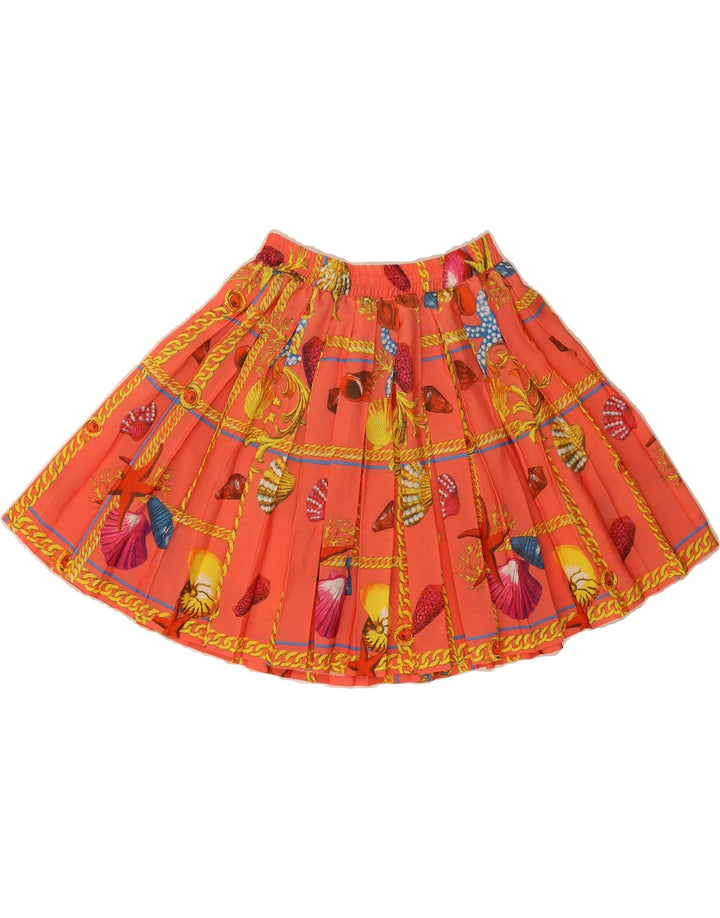 VERTIGO Womens Abstract Pattern Pleated Skirt  W28 Medium Pink Polyester Vintage Vertigo and Second-Hand Vertigo from Messina Hembry 