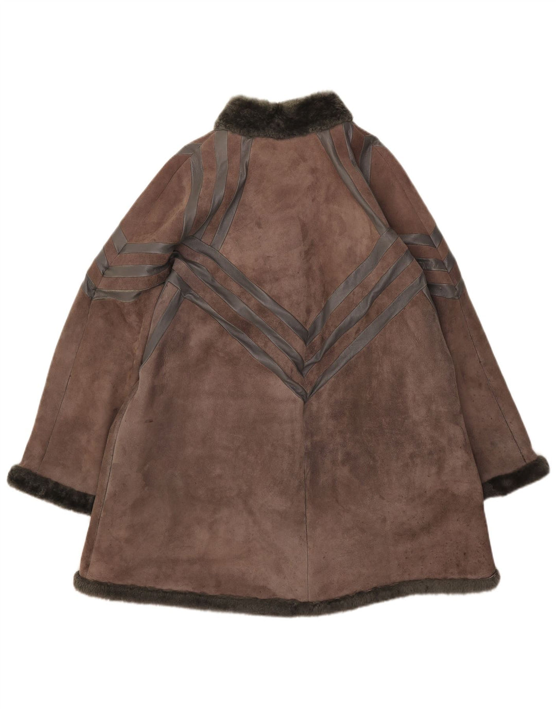 Vintage mujer shearling abrigo Reino Unido 14 gris medio