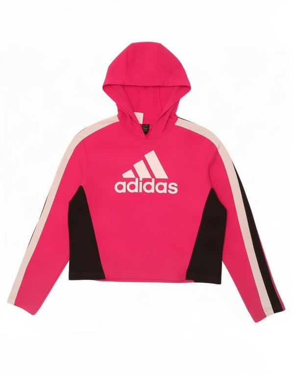 Adidas - Jersey con capucha para niña, diseño gráfico, 13-14 años, color rosa