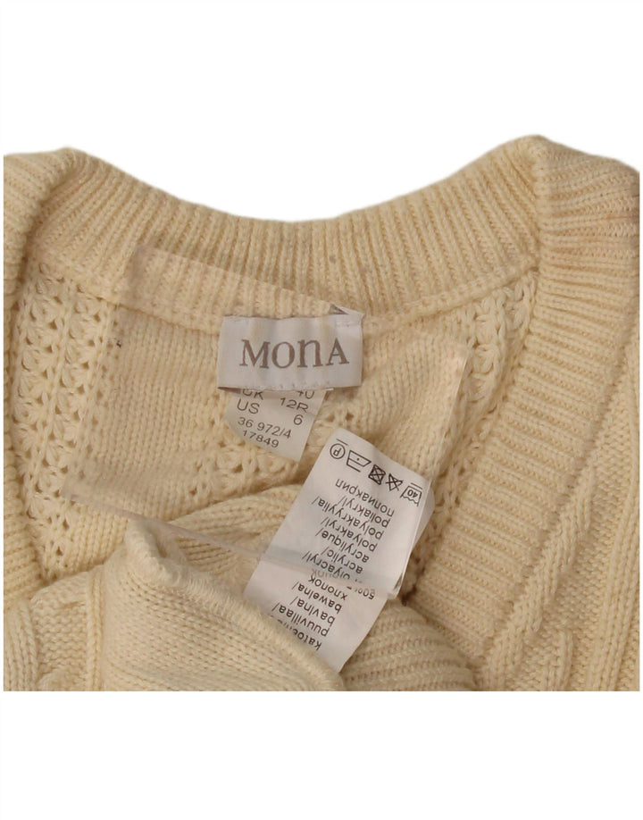 Mona - Jersey con cuello en V para mujer, talla 40, algodón beige medio