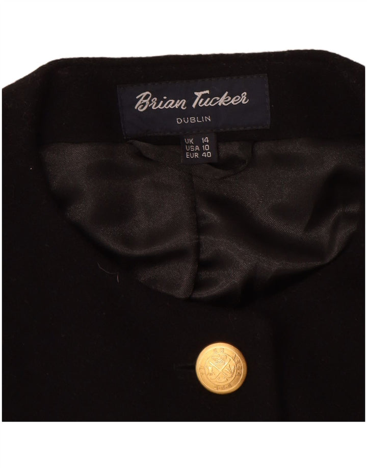 Brian Tucker Chaqueta Blazer de 5 Botones para Mujer UK 40 Grande Lana Negra