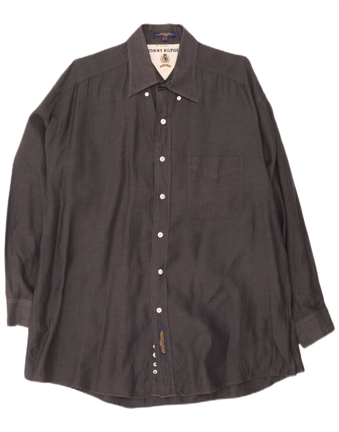Tommy Hilfiger Camisa para hombre Talla 16 1/2 Grande Gris Espiga Algodón