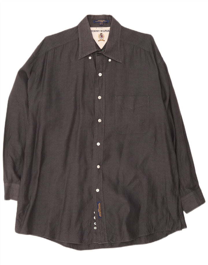 Tommy Hilfiger Camisa para hombre Talla 16 1/2 Grande Gris Espiga Algodón