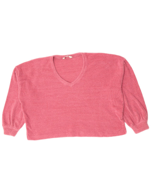 Marks & Spencer Suéter Corto con Cuello en V para Mujer UK 46 Grande Rosa
