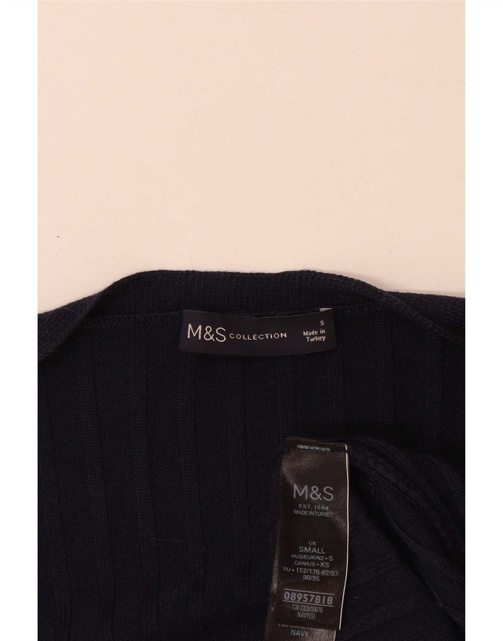Marks & Spencer Suéter tipo cárdigan largo para mujer UK 10 Small Azul marino