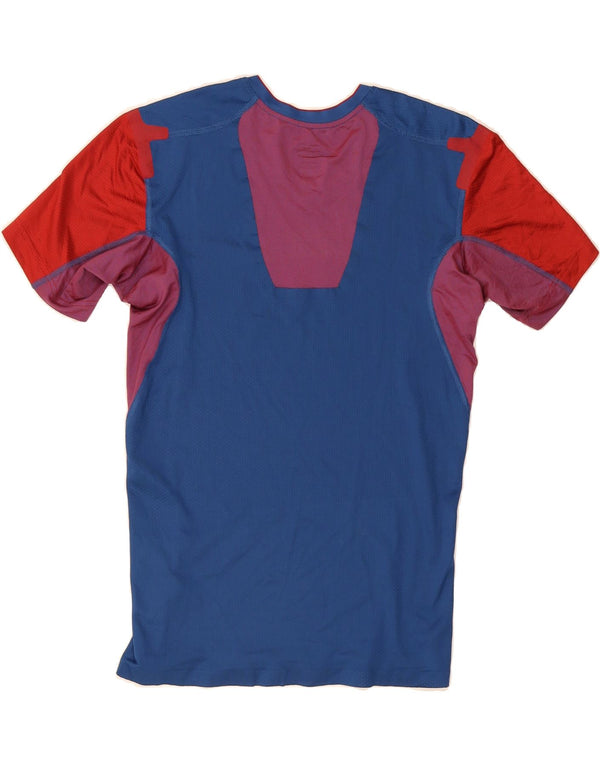 NIKE Womens Dri Fit T-Shirt Top UK 12 Medium Blue Colourblock Polyester