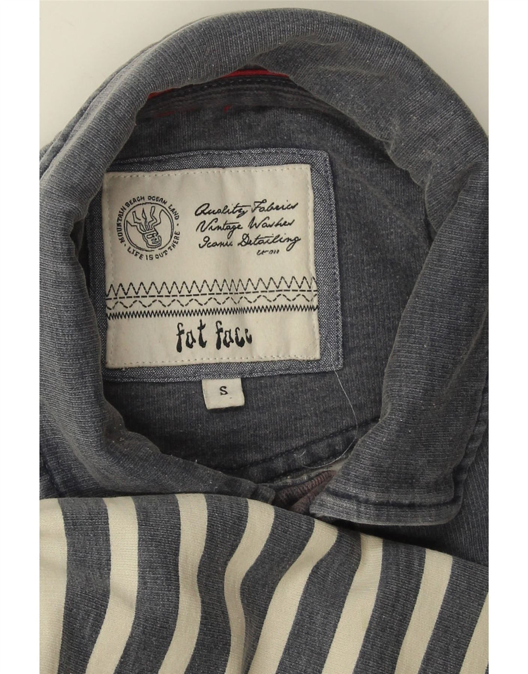 Sudadera con cuello tipo polo para hombre Fat Face Jersey pequeño de algodón a rayas azules