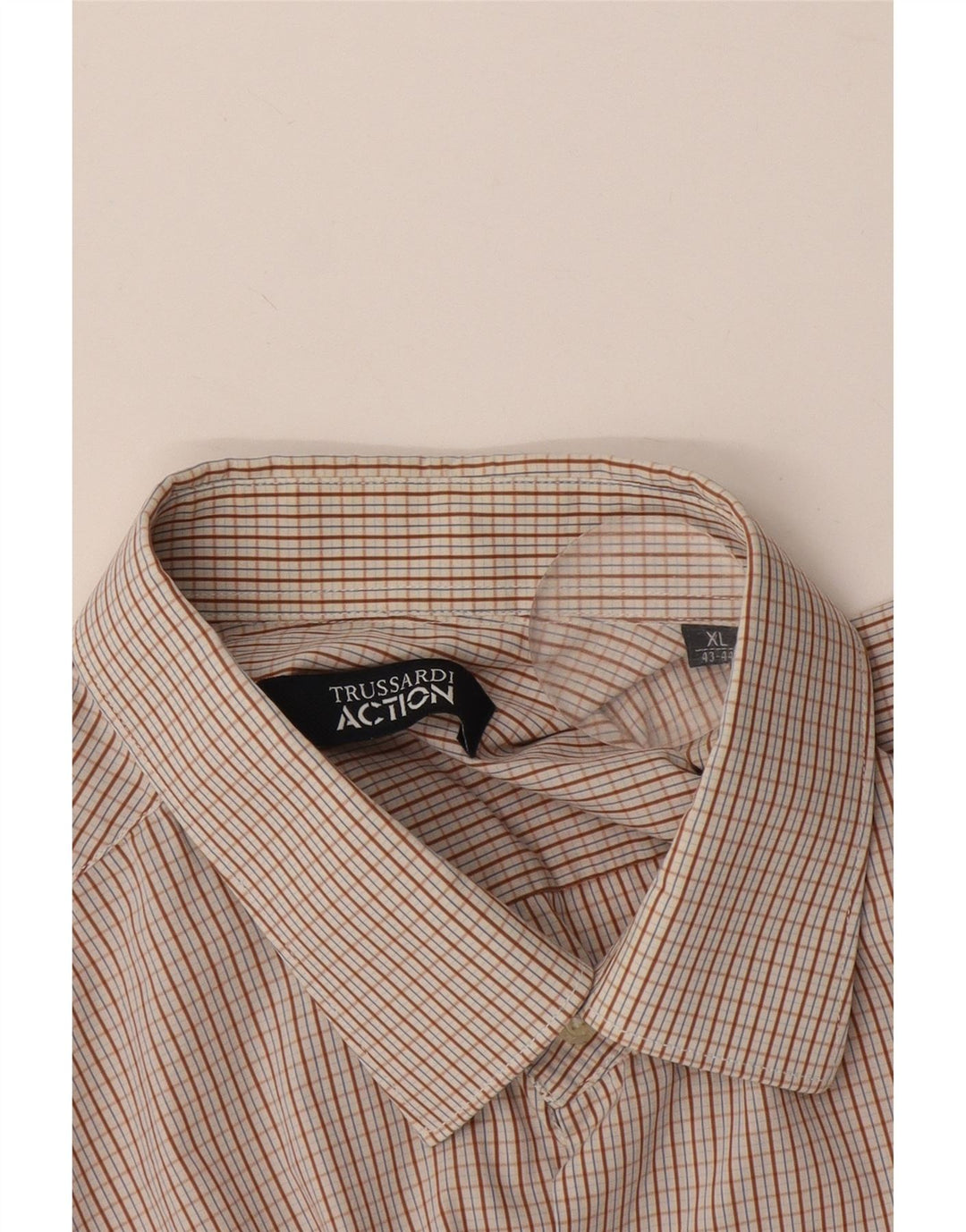 Camisa Trussardi Hombre Talla 43/44 XL Vichy Marrón