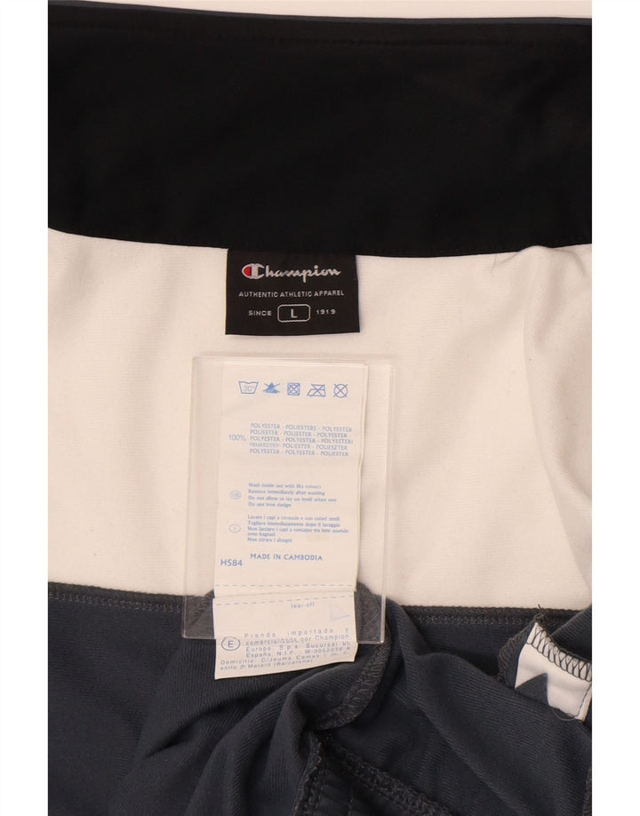 Champion Chaqueta de chándal para hombre, talla grande, poliéster con bloques de color azul marino