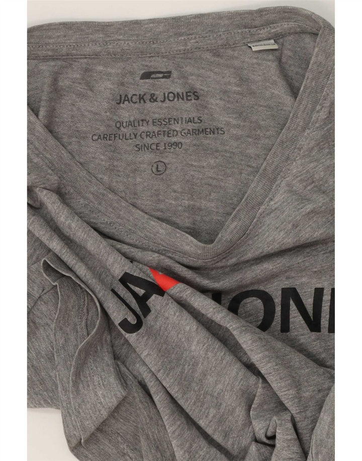 Jack & Jones - Camiseta gráfica para hombre, talla grande, gris