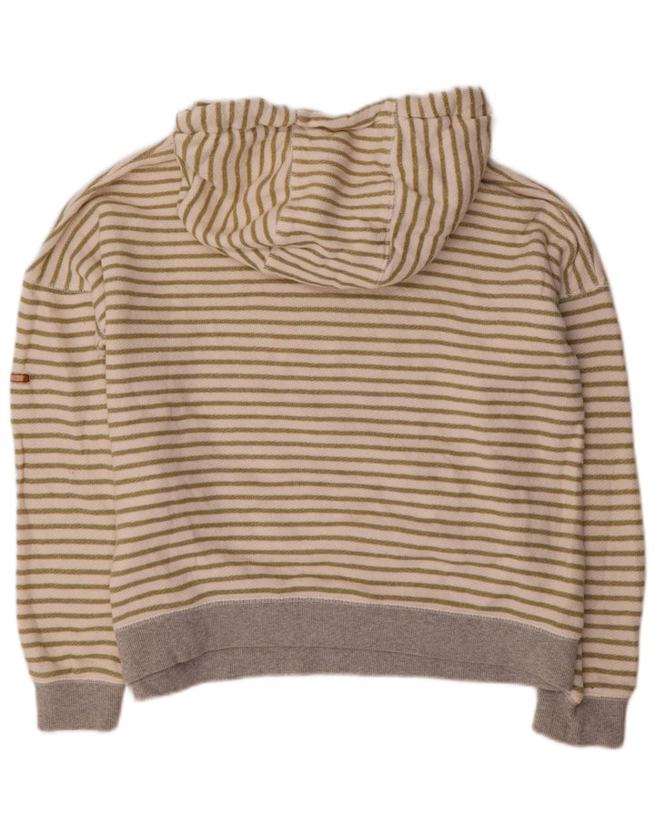 ROXY Jersey con capucha extragrande para mujer Reino Unido 40 Grande Algodón a rayas blanco roto