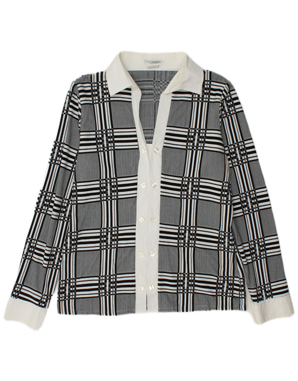 NARACAMICIE Blusa camisera de doble botonadura para mujer UK 44 Cuadros gris medio