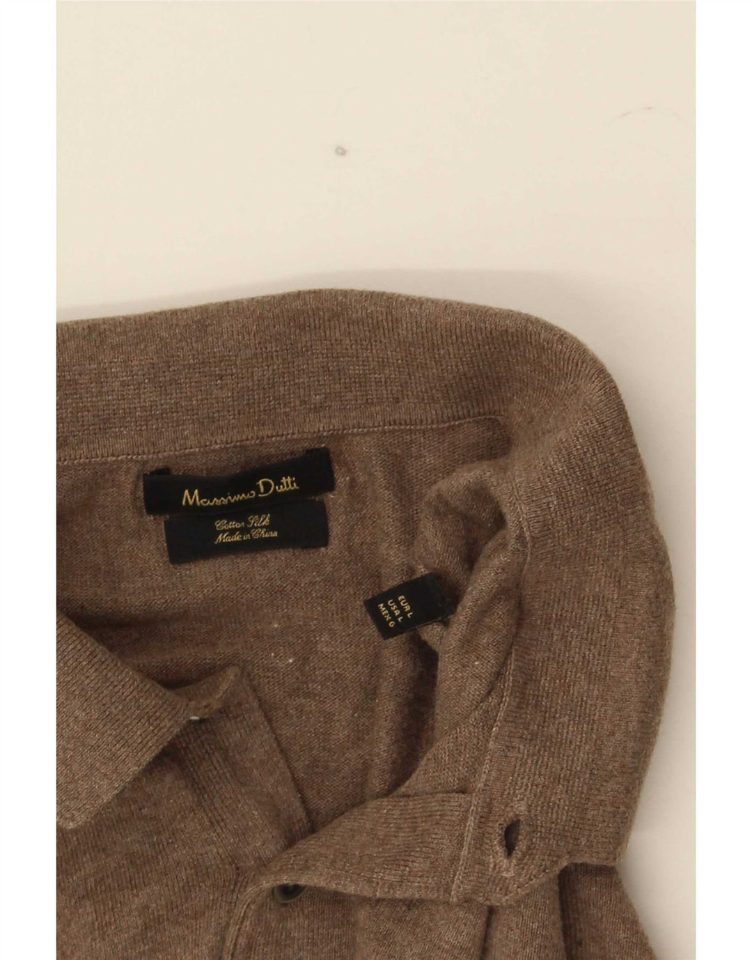 Massimo Dutti Jersey De Cuello Polo Hombre Large Marrón Algodón