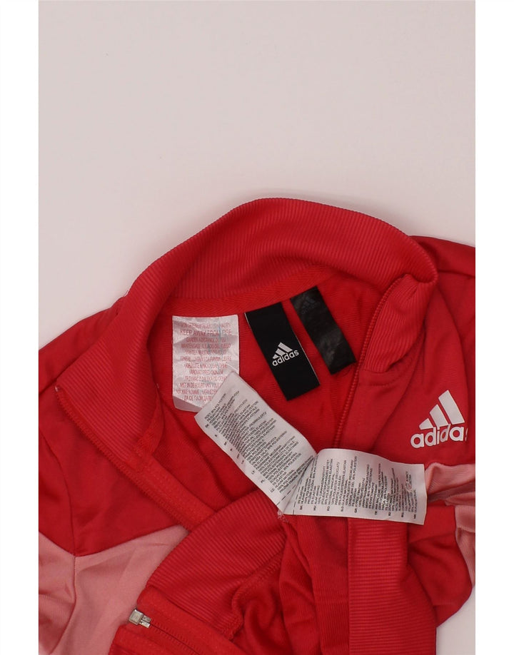 Adidas - Chaqueta de chándal para niña, 5-6 años, color rojo, poliéster
