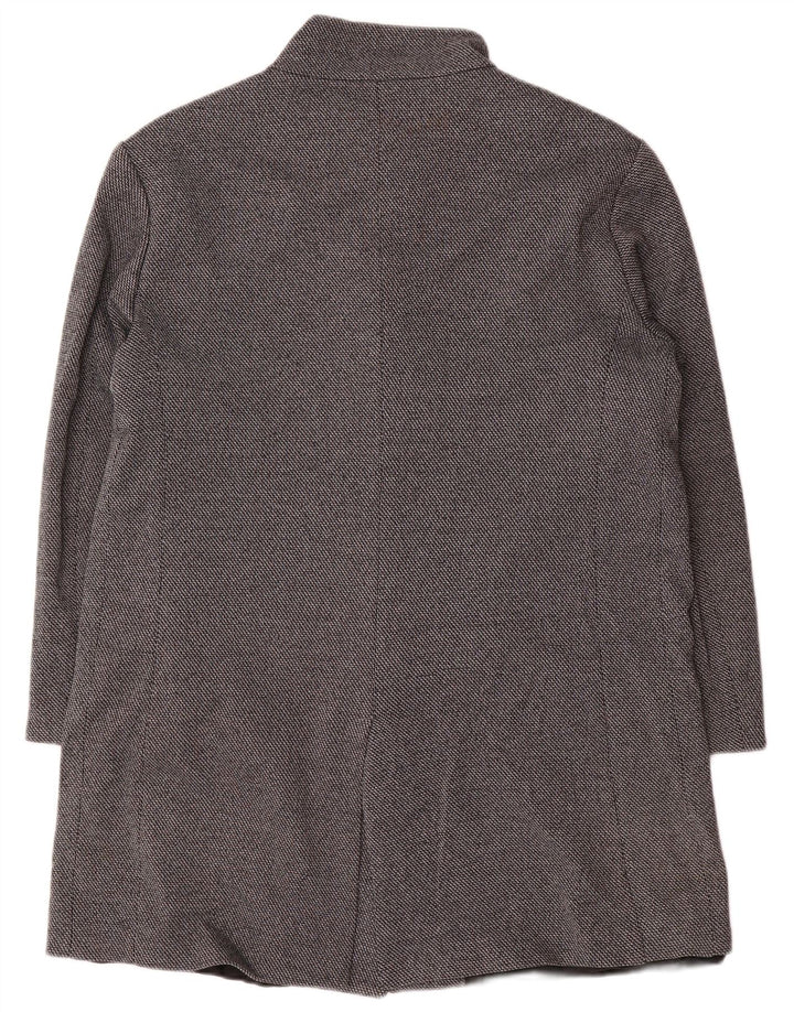 Zara Hombre Abrigo Reino Unido 40 Grande Gris Chevron Algodón