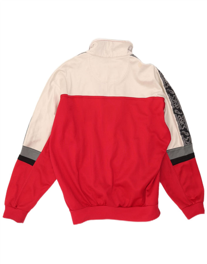 Asics Chaqueta Top De Chándal Con Gráfico Para Hombre IT 48 Nylon Color Block Mediano Rojo