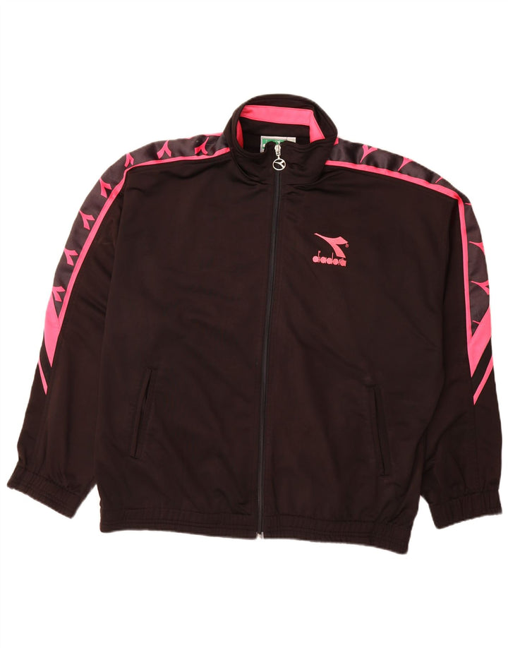 Diadora Chaqueta de chándal para hombre, talla 42, talla grande, color negro, poliéster