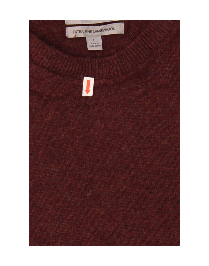 Marks & Spencer - Jersey de cuello redondo para hombre, talla grande, lana burdeos