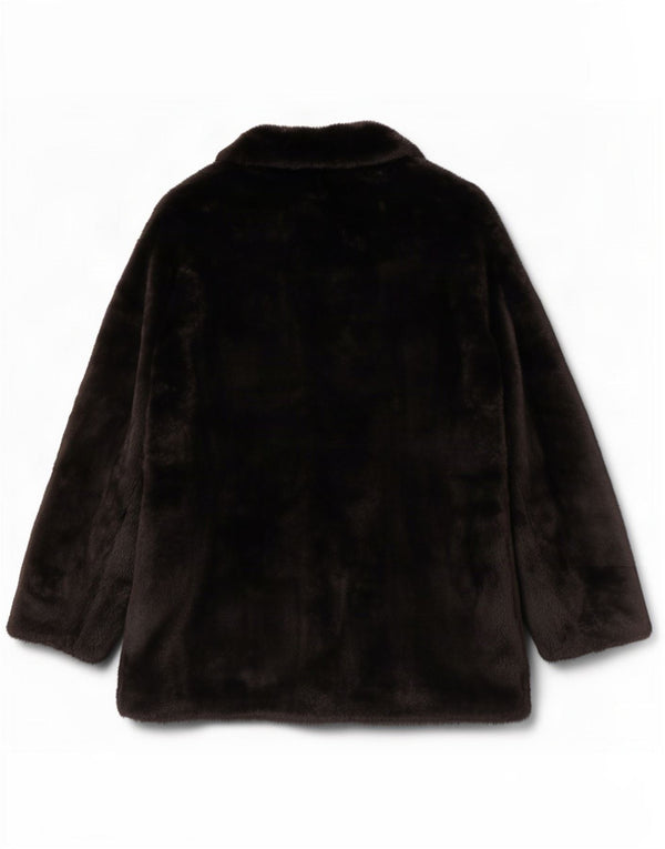 Marks & Spencer Chaqueta de piel sintética para mujer UK 44 Poliéster negro mediano