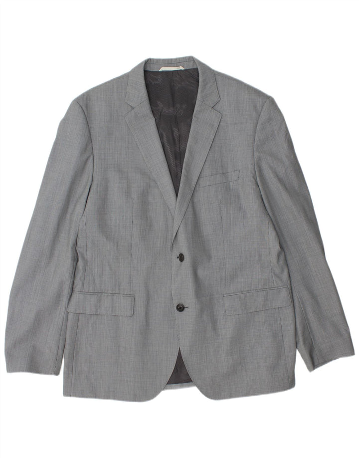 Hugo Boss Chaqueta tipo blazer de 2 botones para hombre EU 54 2XL Viscosa de pata de gallo gris