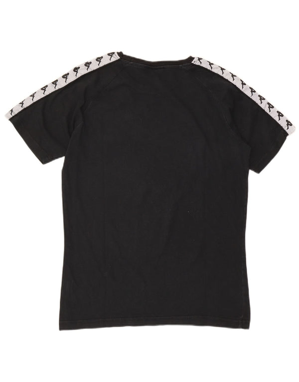 Kappa Mujer Camiseta Gráfica Top UK 40 Grande Negro Colorblock Algodón