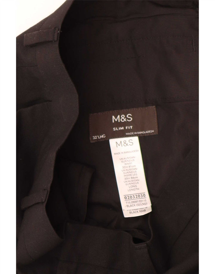 Marks & Spencer Pantalón de traje ajustado para hombre W32 L33 Poliéster negro