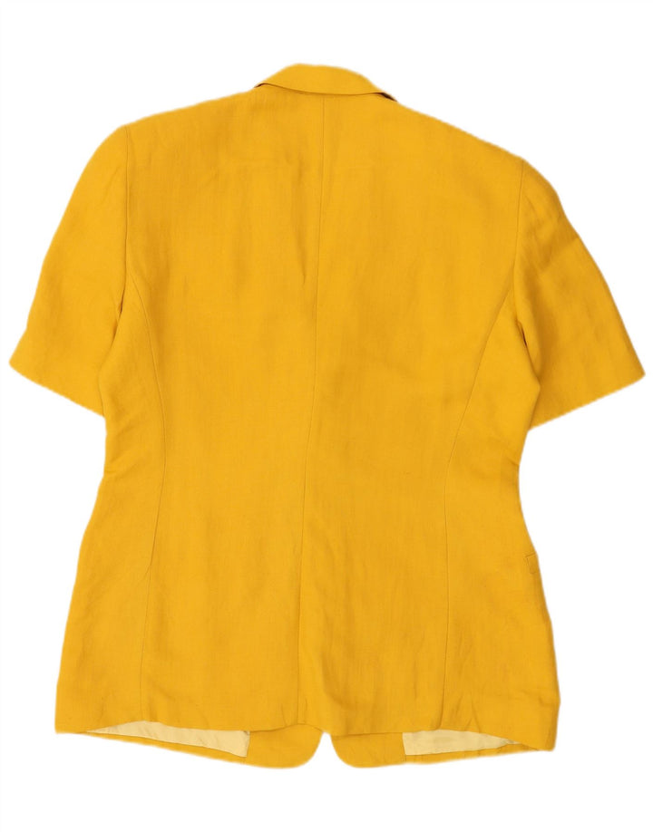 MISSONI Chaqueta tipo blazer de manga corta con 2 botones para mujer, talla 40, talla grande, color amarillo