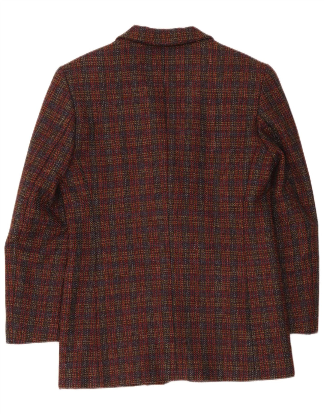 Vintage mujer 3 botones chaqueta blazer de gran tamaño Reino Unido 10 pequeño cheque borgoña