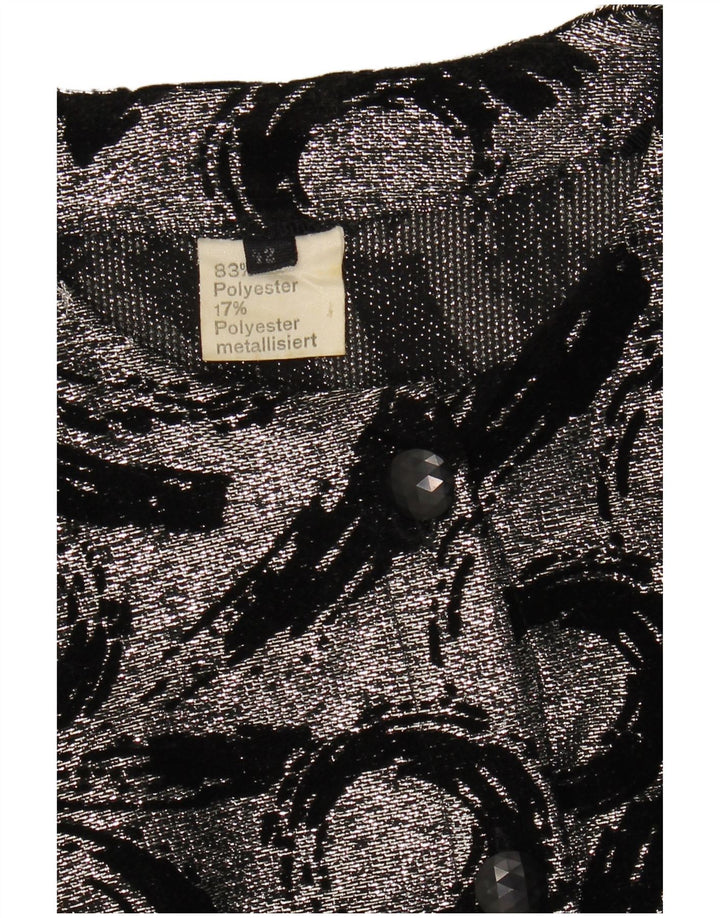 VINTAGE Womens Longline Abstract Pattern Blazer Jacket IT 42 Medium Silver