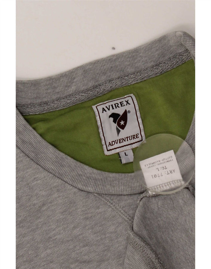 Avirex Hombre Gráfico Regular Fit Sudadera Jumper Grande Gris Algodón