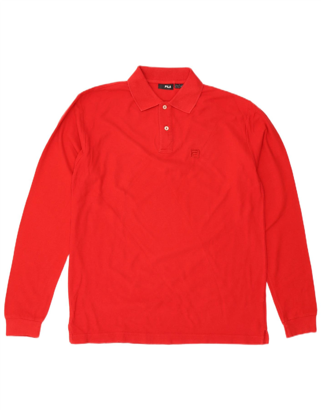 FILA Polo de manga larga para hombre grande rojo