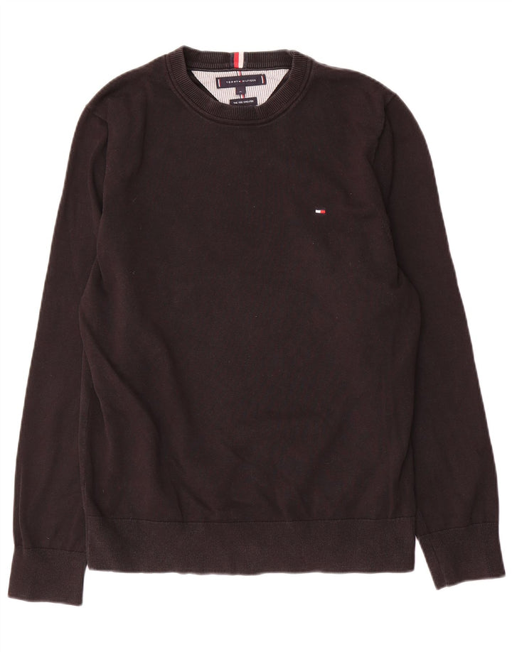 Tommy Hilfiger Jersey con cuello redondo para hombre, color negro mediano