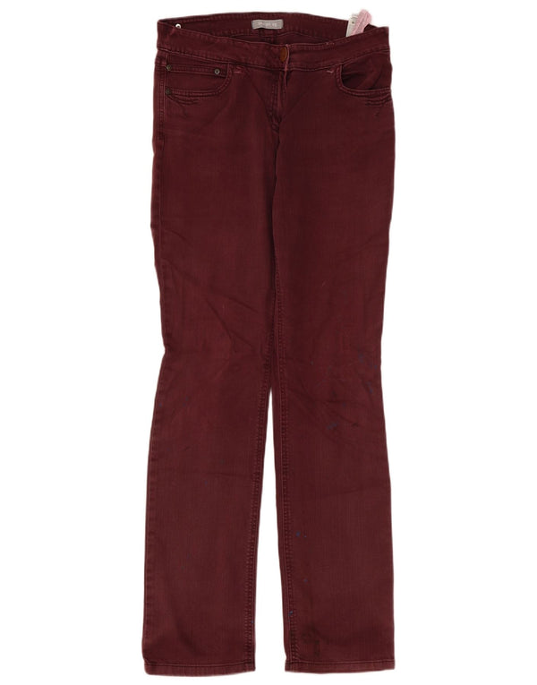 Marks & Spencer Vaqueros rectos para mujer UK 12 Medium W34 L33 Algodón burdeos