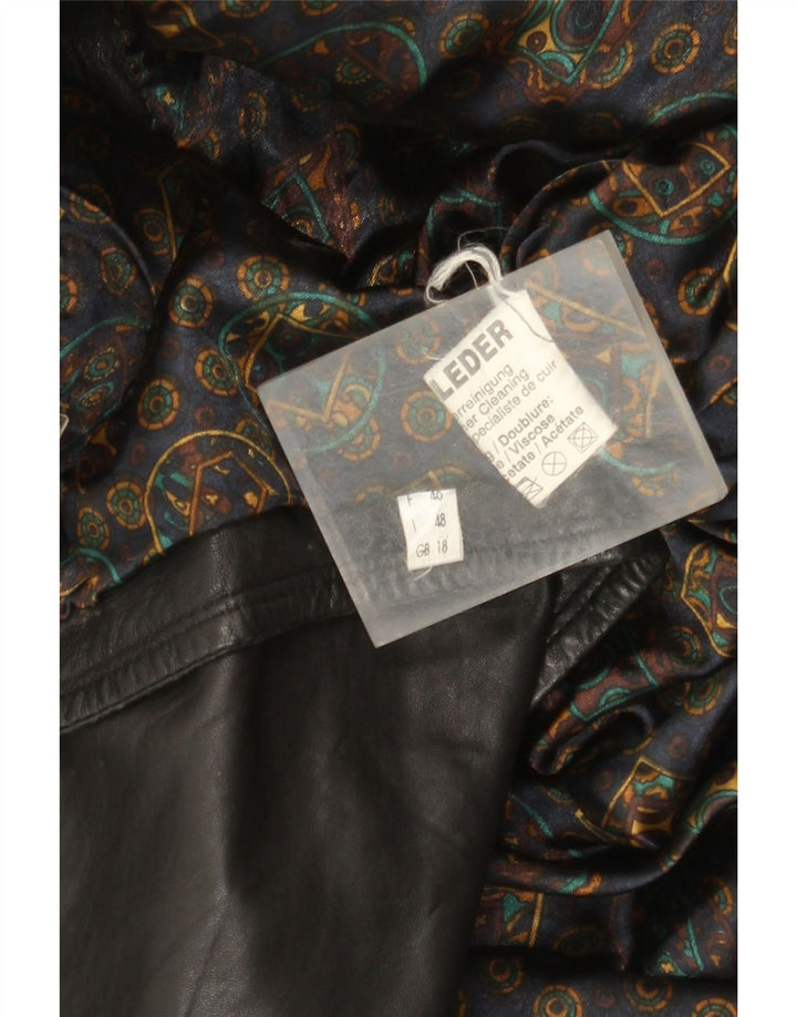 Vintage mujer chaqueta de cuero de gran tamaño Reino Unido 18 XL cuero negro