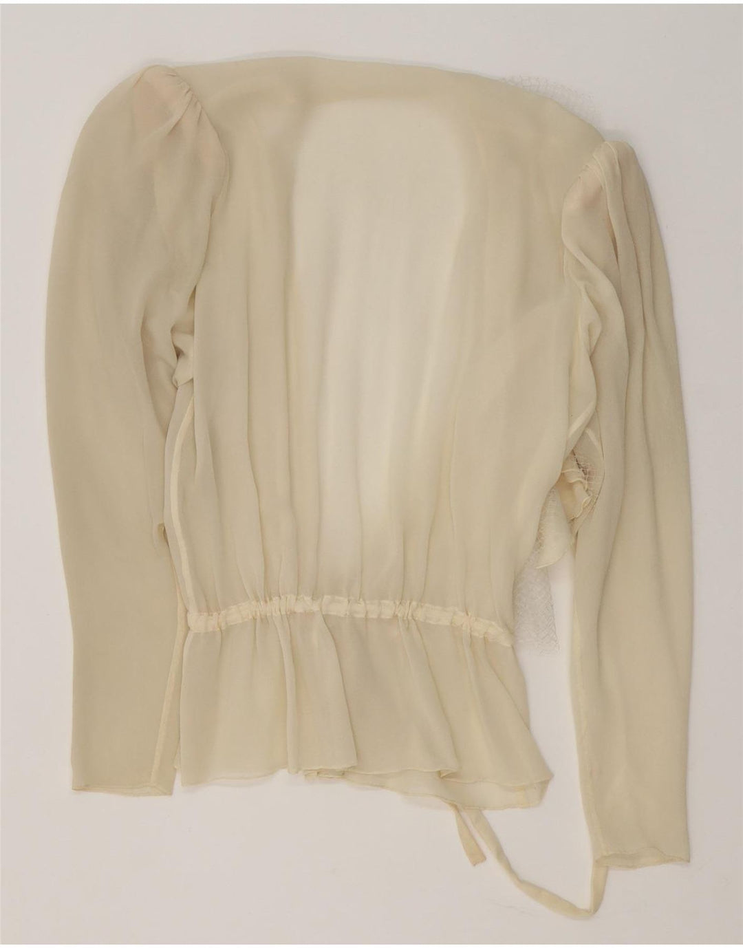 Vintage mujeres ver a través de blusa envolvente Top Reino Unido 16 grande de color blanco apagado