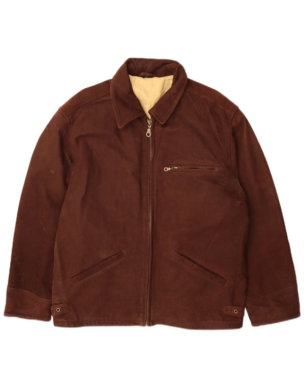 Vintage chaqueta de cuero para hombre Reino Unido 40 cuero marrón grande