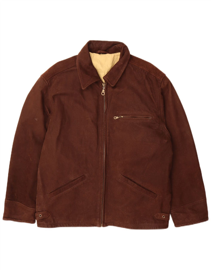 Vintage chaqueta de cuero para hombre Reino Unido 40 cuero marrón grande