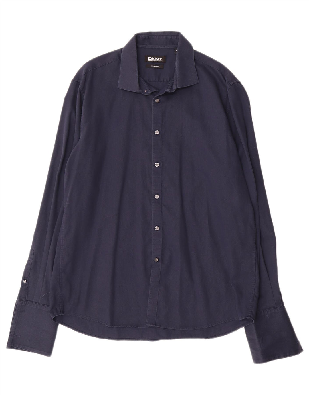 DKNY Camisa Slim Fit para Hombre Talla 17 1/2 44 XL Algodón Azul Marino