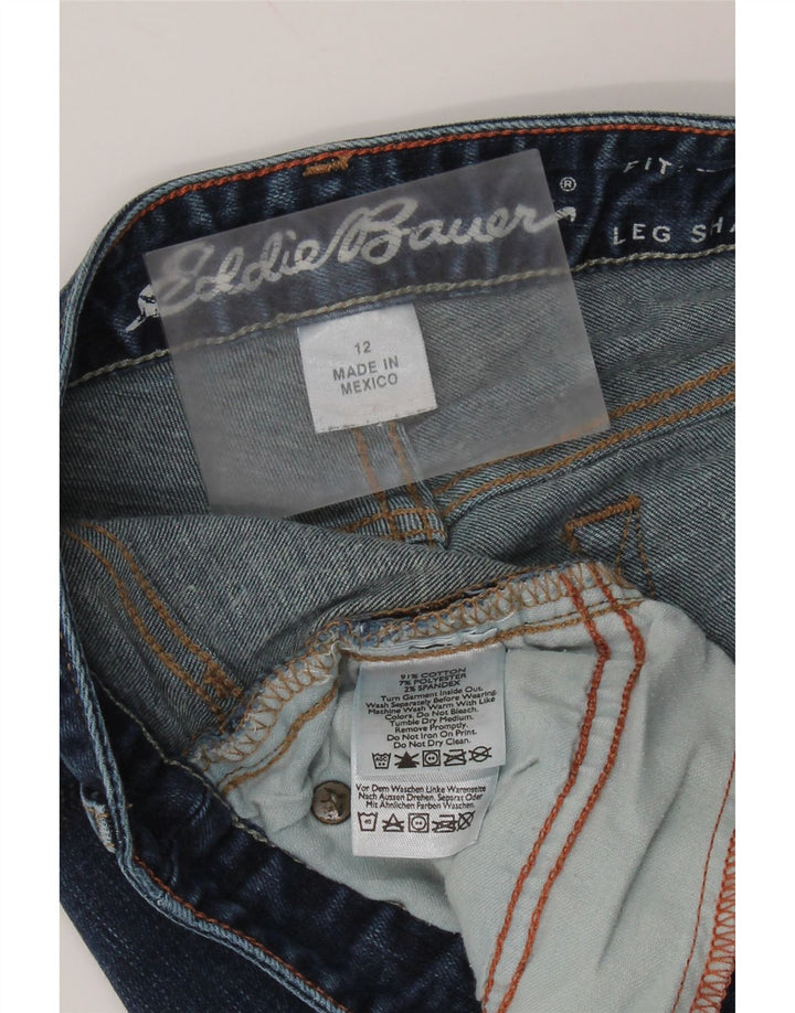 EDDIE BAUER Jeans ajustados ligeramente curvados para mujer US 12 Large W32 L28 Azul
