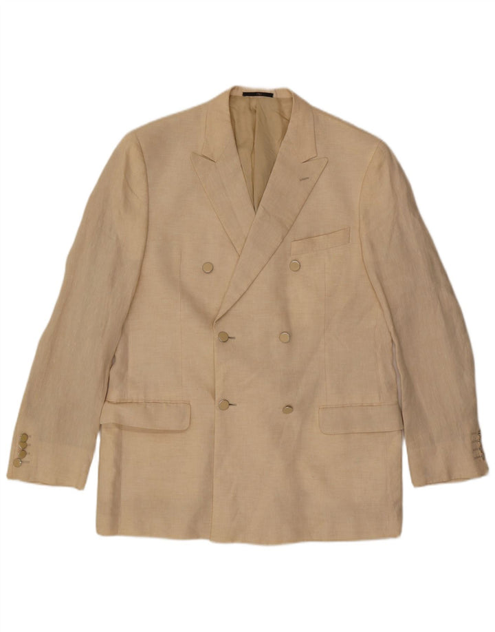 Valentino Chaqueta tipo blazer con doble botonadura para hombre IT 54 2XL Lino beige