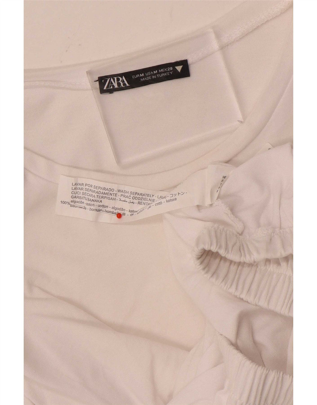 Zara Mujer Crop Blusa Top Reino Unido 42 Medio Algodón Blanco