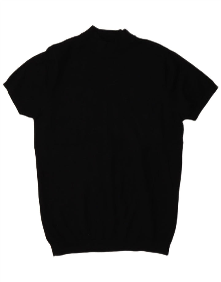 Zara Hombre Jersey De Manga Corta Con Cuello De Tortuga Suéter Pequeño Negro