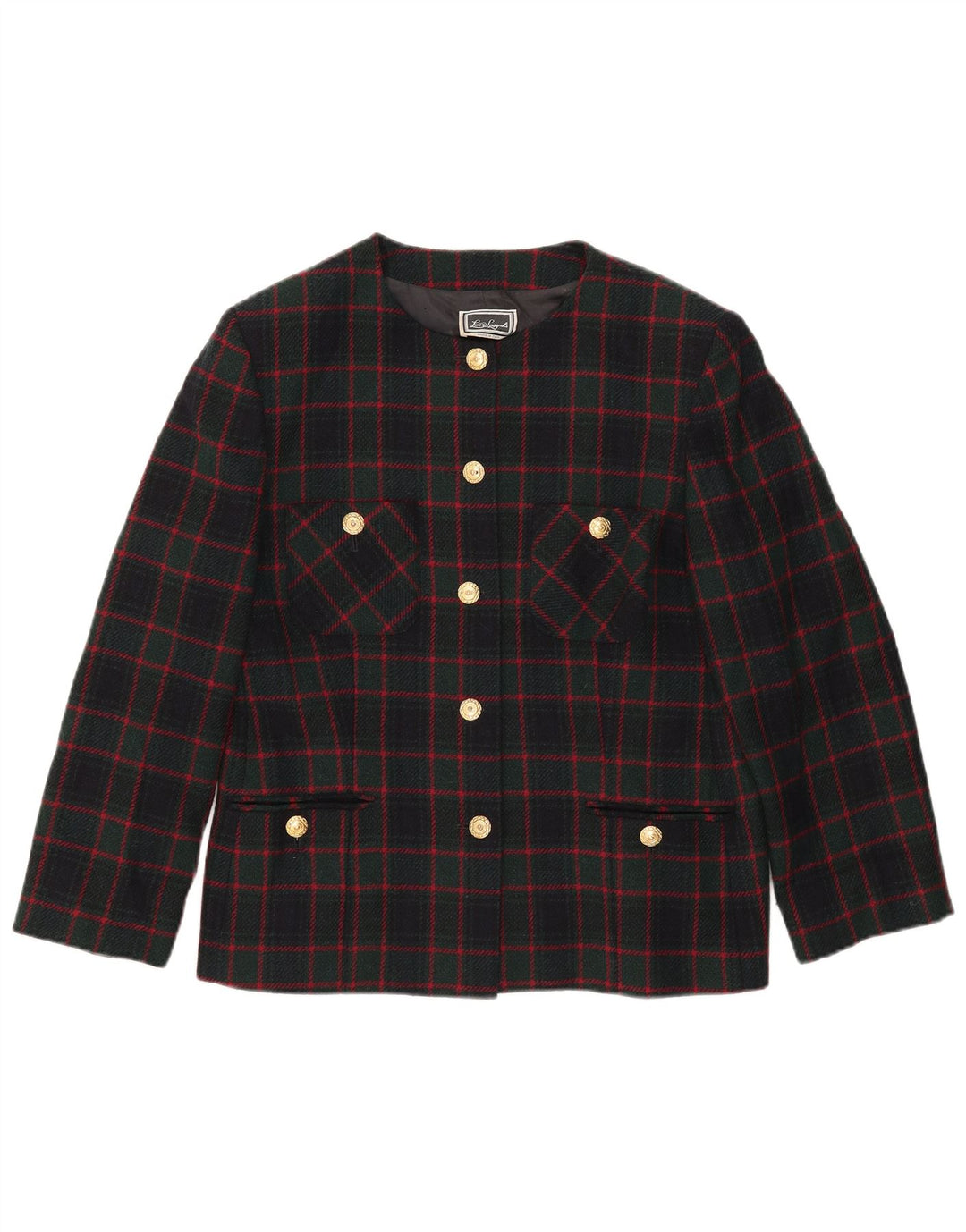 Luisa Spagnoli Chaqueta tipo blazer de 5 botones para mujer UK 44 Lana a cuadros verde grande