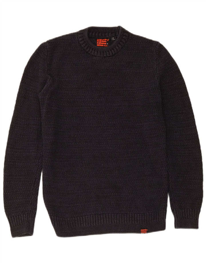 Superdry Jersey con cuello redondo para hombre, talla pequeña, algodón azul marino