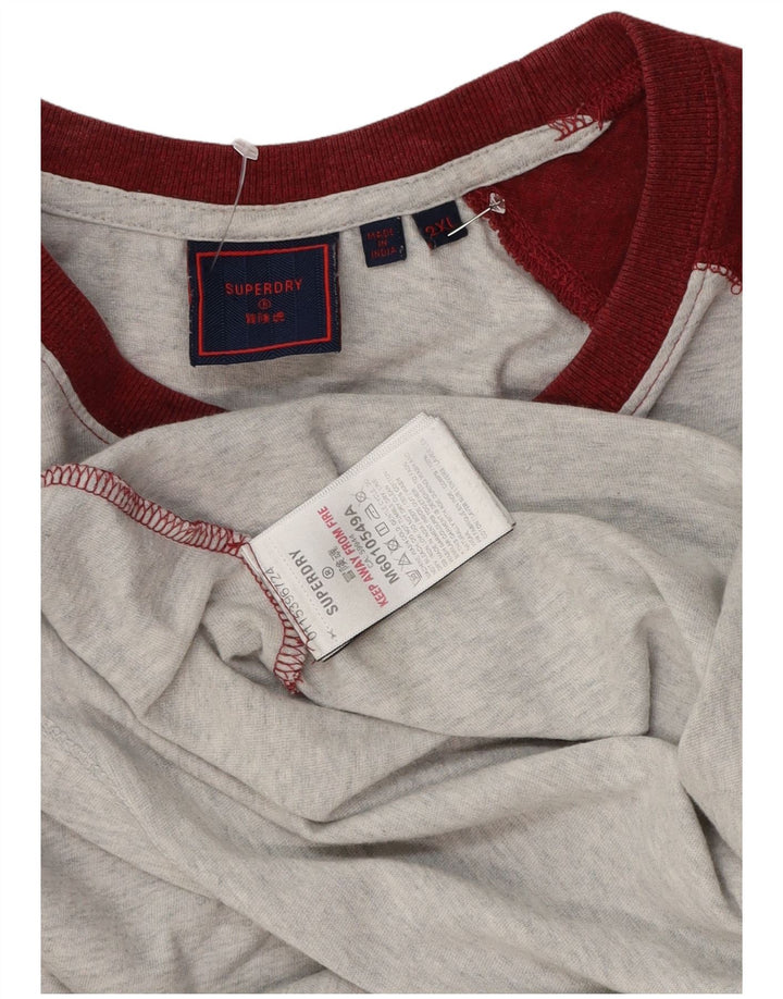 Superdry Camiseta de manga larga para hombre, talla 2XL, algodón gris color block